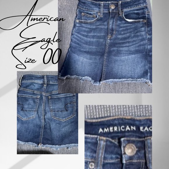 American Eagle Denim Mini Skirt Size 00 - Picture 1 of 1